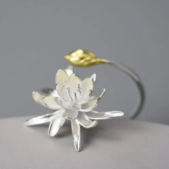 Wholesale Elegant Flower Sterling Silver Plating Open Ring -Cheap Jewelry Store 1655524474205900800