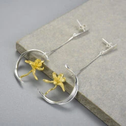 1 Pair Elegant Sweet Flower Plating Sterling Silver Drop Earrings -Cheap Jewelry Store 1655524490085535744