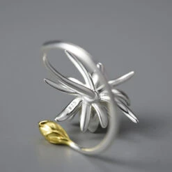 Wholesale Elegant Flower Sterling Silver Plating Open Ring -Cheap Jewelry Store 1655524585925382144