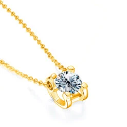 Elegant Lady Shiny Geometric Sterling Silver GRA Plating Inlay Moissanite Pendant Necklace -Cheap Jewelry Store 1655525990325161984