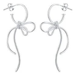 1 Pair Simple Style Bow Knot Plating Sterling Silver Drop Earrings 10 1 Pair Simple Style Bow Knot Plating Sterling Silver Drop Earrings -Cheap Jewelry Store 1655526016464064512