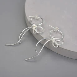 1 Pair Simple Style Bow Knot Plating Sterling Silver Drop Earrings 9 1 Pair Simple Style Bow Knot Plating Sterling Silver Drop Earrings -Cheap Jewelry Store 1655526029877448704
