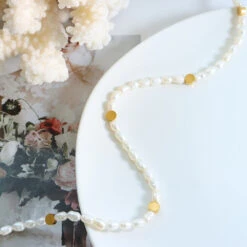 Elegant Geometric Freshwater Pearl Titanium Steel Beaded Plating 18K Gold Plated Necklace