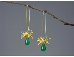 1 Pair Elegant Flower Inlay Sterling Silver Agate Drop Earrings -Cheap Jewelry Store 1656106232592863232 1