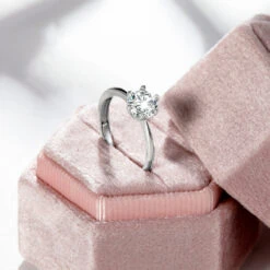 Wholesale Romantic Shiny Solid Color Sterling Silver GRA Inlay Moissanite Open Ring -Cheap Jewelry Store 1657639843808808960