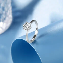 Wholesale Romantic Shiny Solid Color Sterling Silver GRA Inlay Moissanite Open Ring -Cheap Jewelry Store 1657639843959803904