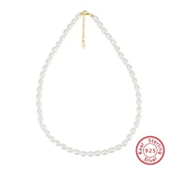Elegant Simple Style Round Freshwater Pearl Sterling Silver Beaded Necklace -Cheap Jewelry Store 1658715522000359424