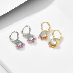 1 Pair Elegant Round Inlay Sterling Silver Natural Stone Zircon Drop Earrings -Cheap Jewelry Store 1659770197755695104 1