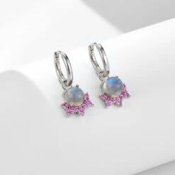 1 Pair Elegant Round Inlay Sterling Silver Natural Stone Zircon Drop Earrings -Cheap Jewelry Store 1659770260485705728