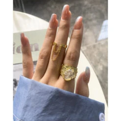 Casual Simple Style Irregular Sterling Silver Plating Pleated Inlay Crystal Open Ring -Cheap Jewelry Store 1659835222851719168