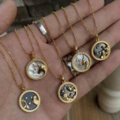 Casual Simple Style Constellation Sterling Silver Plating Inlay Shell Zircon Pendant Necklace -Cheap Jewelry Store 1659837568629477376