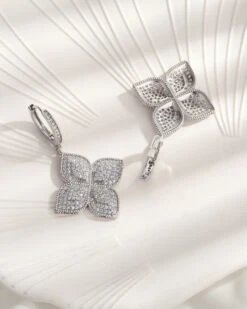 1 Pair Luxurious Four Leaf Clover Plating Inlay Copper Zircon White Gold Plated Drop Earrings -Cheap Jewelry Store 1660812829906833408