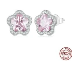 1 Pair Simple Style Flower Inlay Sterling Silver Gem Ear Studs -Cheap Jewelry Store 1661276466240950272