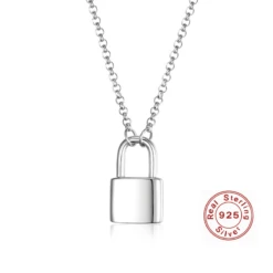 Elegant Lock Sterling Silver Plating White Gold Plated Pendant Necklace -Cheap Jewelry Store 1661276544498274304