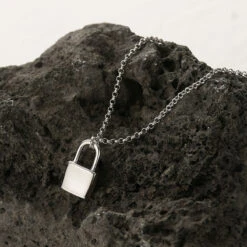 Elegant Lock Sterling Silver Plating White Gold Plated Pendant Necklace -Cheap Jewelry Store 1661276606062268416 1