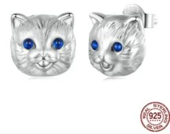 1 Pair Simple Style Cat Inlay Sterling Silver Zircon Ear Studs -Cheap Jewelry Store 1661278895883816960