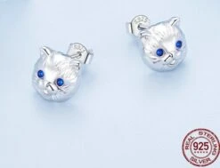 1 Pair Simple Style Cat Inlay Sterling Silver Zircon Ear Studs -Cheap Jewelry Store 1661278912166105088
