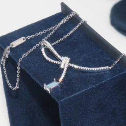Sweet Bow Knot Sterling Silver Inlay Artificial Gemstones Pendant Necklace -Cheap Jewelry Store 1661576819490557952