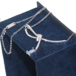 Sweet Bow Knot Sterling Silver Inlay Artificial Gemstones Pendant Necklace -Cheap Jewelry Store 1661576826104975360
