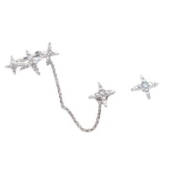 1 Pair Sweet Star Inlay Sterling Silver Artificial Gemstones Ear Studs -Cheap Jewelry Store 1661576831939252224