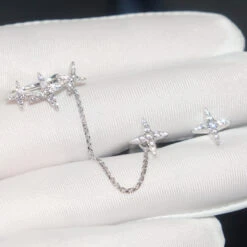 1 Pair Sweet Star Inlay Sterling Silver Artificial Gemstones Ear Studs -Cheap Jewelry Store 1661576836334882816 1