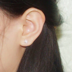 1 Pair Sweet Star Inlay Sterling Silver Artificial Gemstones Ear Studs -Cheap Jewelry Store 1661576839707103232