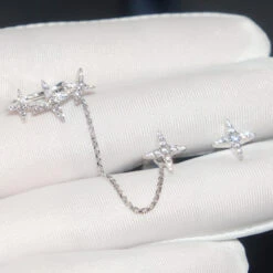 1 Pair Sweet Star Inlay Sterling Silver Artificial Gemstones Ear Studs -Cheap Jewelry Store 1661576846493487104