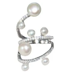 Classic Style Geometric Sterling Silver Inlay Freshwater Pearl Rings -Cheap Jewelry Store 1661576894295969792