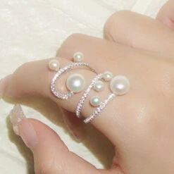 Classic Style Geometric Sterling Silver Inlay Freshwater Pearl Rings -Cheap Jewelry Store 1661576897508806656