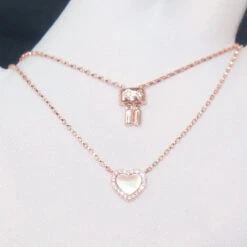 Sweet Heart Shape Sterling Silver Inlay Artificial Gemstones Pendant Necklace -Cheap Jewelry Store 1661576906727886848 1