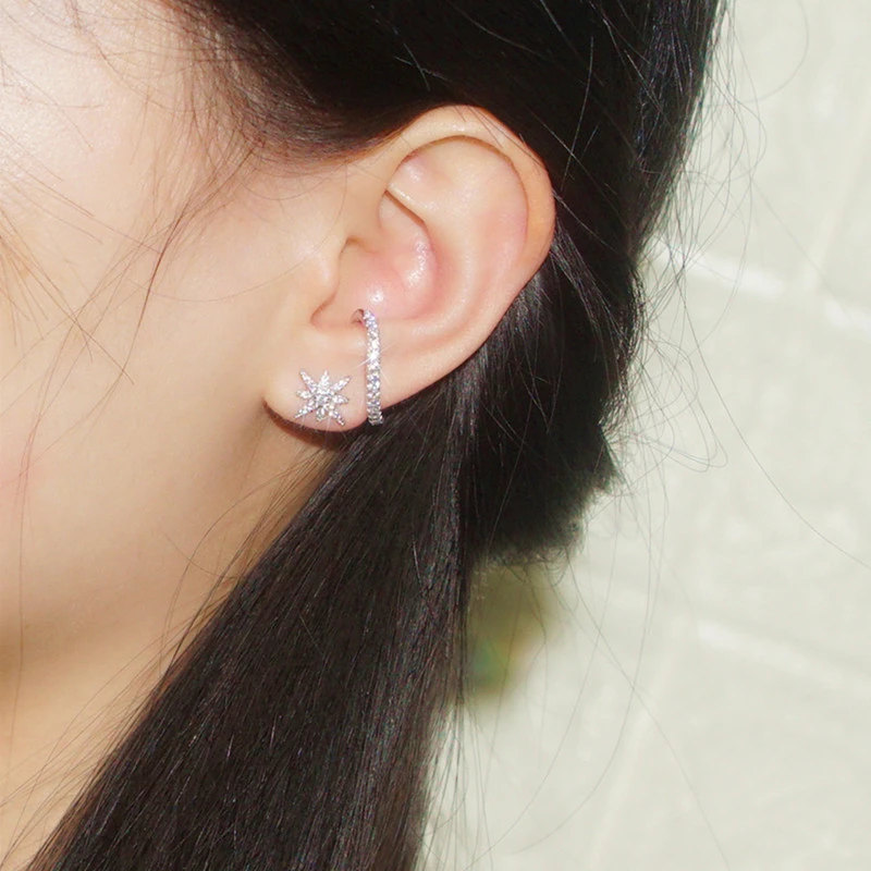 1 Piece Modern Style Star Inlay Sterling Silver Artificial Gemstones Earrings 6 1 Piece Modern Style Star Inlay Sterling Silver Artificial Gemstones Earrings - Image 4