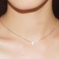 Sweet Heart Shape Sterling Silver Inlay Artificial Gemstones Pendant Necklace -Cheap Jewelry Store 1661576934032805888