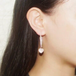 1 Pair Classic Style Heart Shape Inlay Sterling Silver Artificial Gemstones Earrings -Cheap Jewelry Store 1661577110055161856