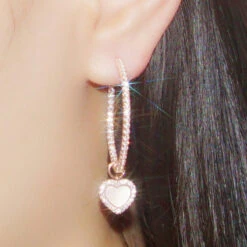 1 Pair Classic Style Heart Shape Inlay Sterling Silver Artificial Gemstones Earrings -Cheap Jewelry Store 1661577110583644160