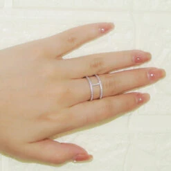 Classic Style Round Sterling Silver Inlay Artificial Gemstones Rings -Cheap Jewelry Store 1661577314875609088