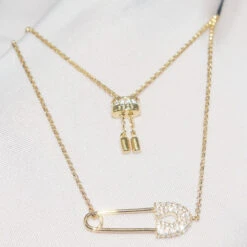 Casual Paper Clip Sterling Silver Inlay Artificial Gemstones Pendant Necklace -Cheap Jewelry Store 1661577593830379520