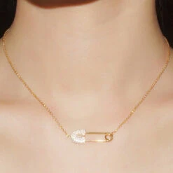 Casual Paper Clip Sterling Silver Inlay Artificial Gemstones Pendant Necklace -Cheap Jewelry Store 1661577597261320192