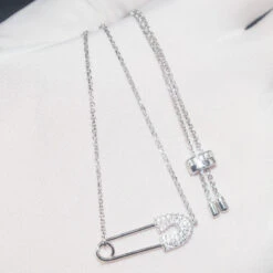 Casual Paper Clip Sterling Silver Inlay Artificial Gemstones Pendant Necklace -Cheap Jewelry Store 1661577601250103296 1