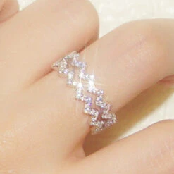 Classic Style Geometric Sterling Silver Inlay Zircon Rings -Cheap Jewelry Store 1661577678504988672