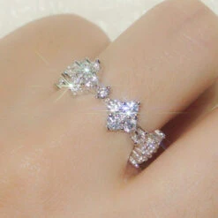 Casual Geometric Sterling Silver Inlay Artificial Gemstones Rings -Cheap Jewelry Store 1661577700424421376