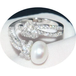 Classic Style Geometric Sterling Silver Inlay Artificial Pearls Open Ring -Cheap Jewelry Store 1661577757873803264