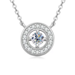 Simple Style Round Sterling Silver Moissanite Pendant Necklace In Bulk -Cheap Jewelry Store 1661584250018861056