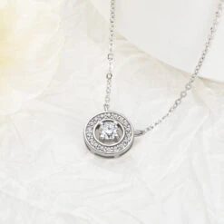 Simple Style Round Sterling Silver Moissanite Pendant Necklace In Bulk -Cheap Jewelry Store 1661584295753551872