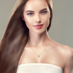 Simple Style Round Sterling Silver Moissanite Pendant Necklace In Bulk -Cheap Jewelry Store 1661584305438199808