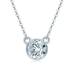 Simple Style Round Sterling Silver Moissanite Pendant Necklace In Bulk -Cheap Jewelry Store 1661584614990417920