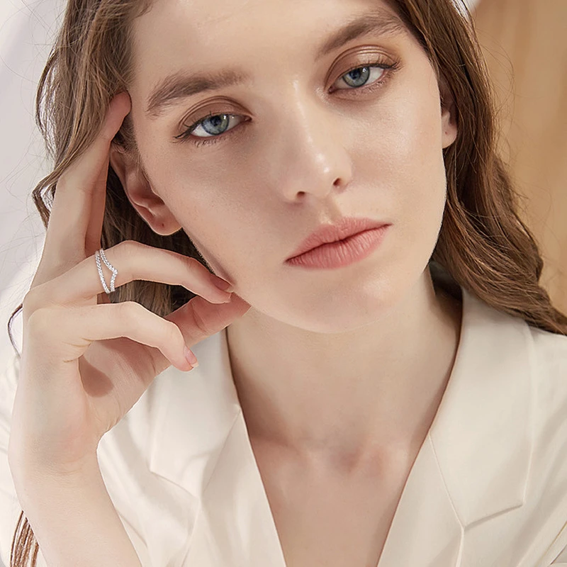 Simple Style Geometric Sterling Silver 18K Gold Plated Moissanite Rings In Bulk 6 Simple Style Geometric Sterling Silver 18K Gold Plated Moissanite Rings In Bulk - Image 4