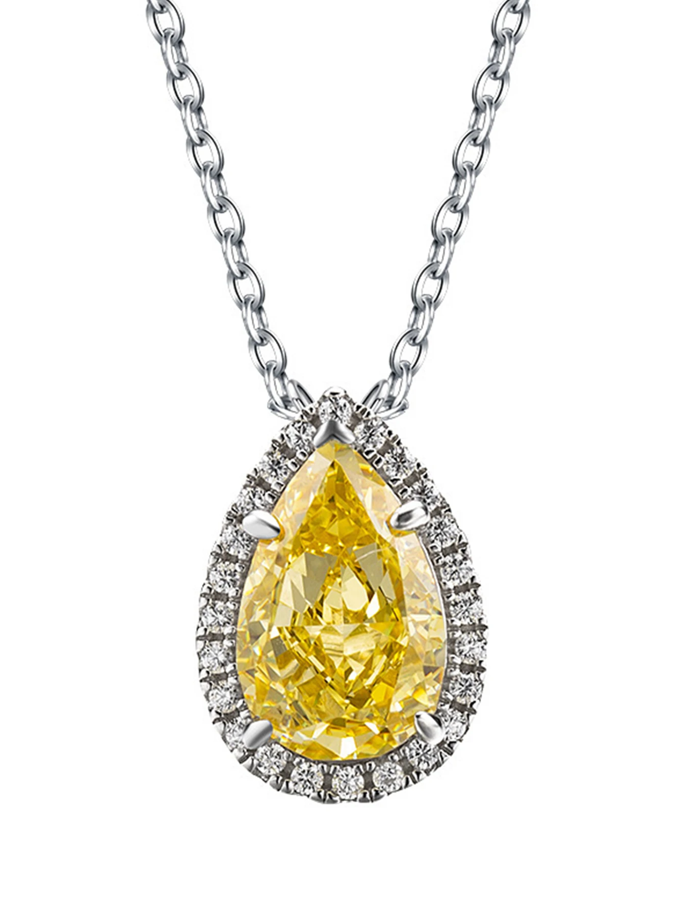 Luxurious Wedding Shiny Water Droplets Sterling Silver Plating Inlay High Carbon Diamond White Gold Plated Pendant Necklace 5 Luxurious Wedding Shiny Water Droplets Sterling Silver Plating Inlay High Carbon Diamond White Gold Plated Pendant Necklace - Image 3