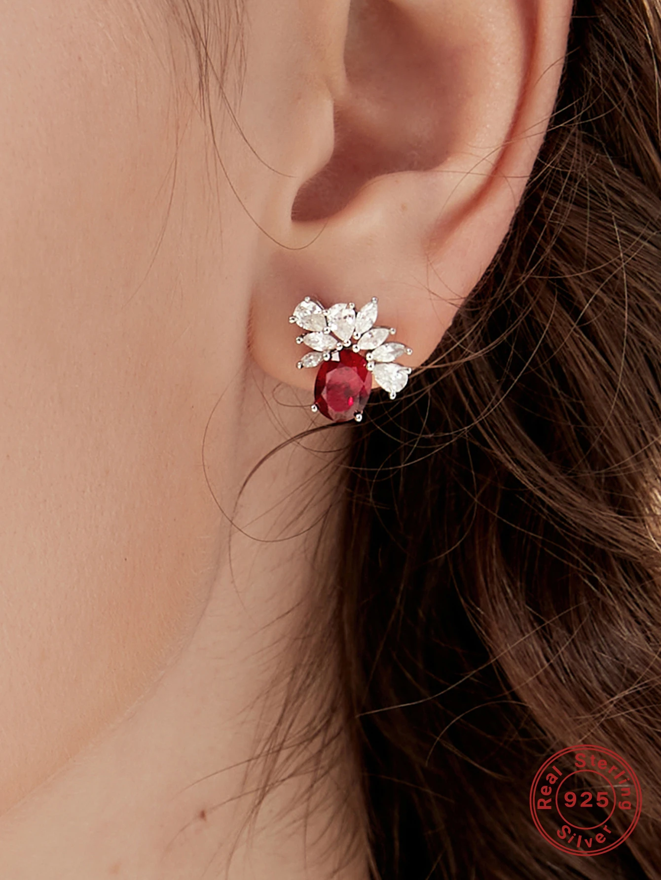 1 Pair Luxurious Queen Shiny Petal Plating Inlay Sterling Silver High Carbon Diamond White Gold Plated Ear Studs 8 1 Pair Luxurious Queen Shiny Petal Plating Inlay Sterling Silver High Carbon Diamond White Gold Plated Ear Studs - Image 6