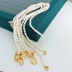 Lady Simple Style Solid Color Freshwater Pearl Titanium Steel Beaded Necklace -Cheap Jewelry Store 1661930015979343872
