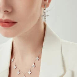 1 Pair Elegant Lady Cross Inlay Sterling Silver High Carbon Diamond White Gold Plated Drop Earrings -Cheap Jewelry Store 1661971717242884097